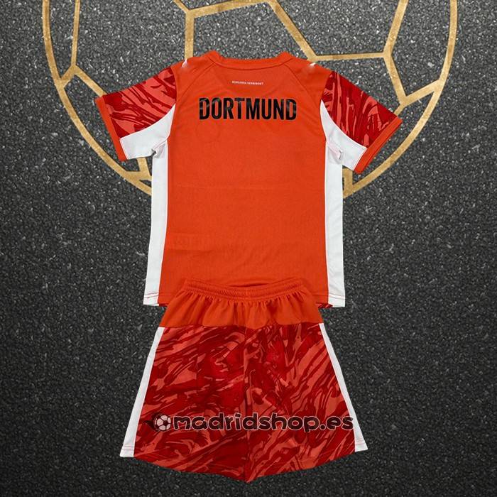 Camiseta Borussia Dortmund Portero Segunda Nino 25-26 Rojo